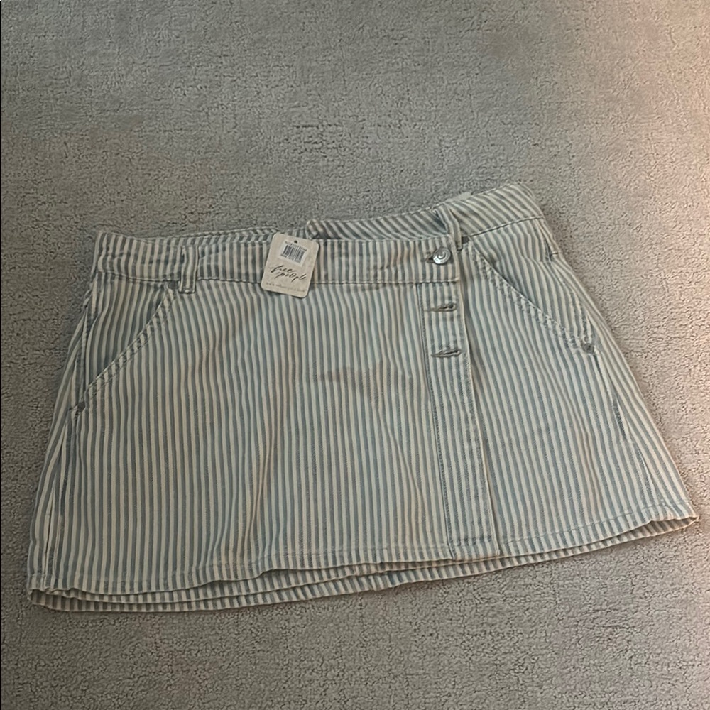 free people blue and white striped skort